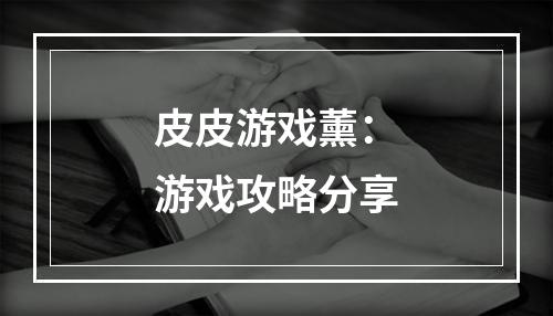 皮皮游戏薰：游戏攻略分享