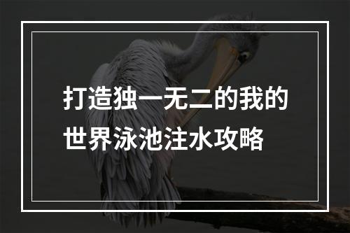 打造独一无二的我的世界泳池注水攻略