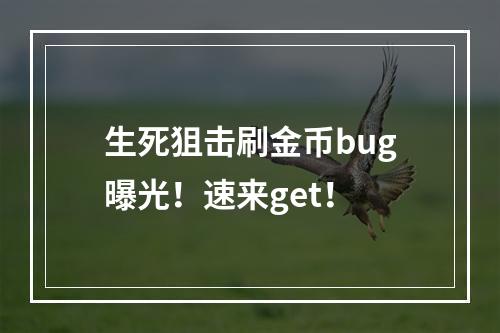 生死狙击刷金币bug曝光！速来get！