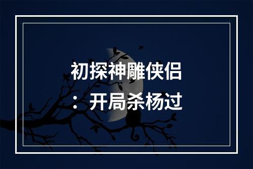 初探神雕侠侣：开局杀杨过