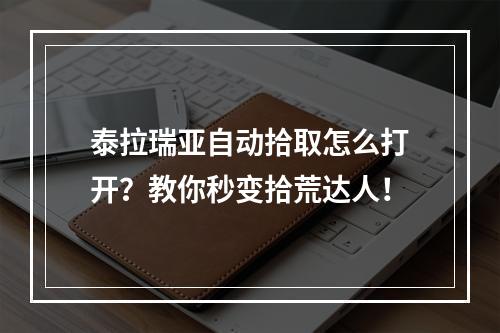 泰拉瑞亚自动拾取怎么打开？教你秒变拾荒达人！