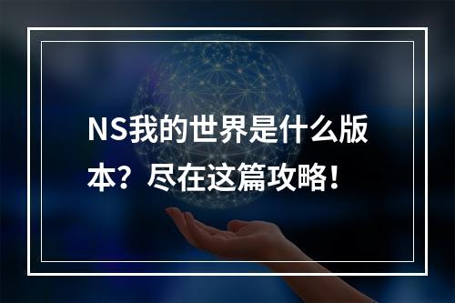 NS我的世界是什么版本？尽在这篇攻略！