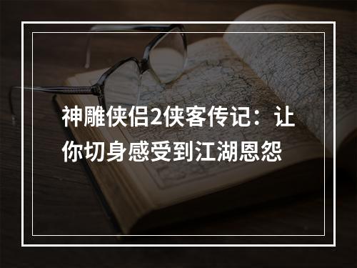 神雕侠侣2侠客传记：让你切身感受到江湖恩怨