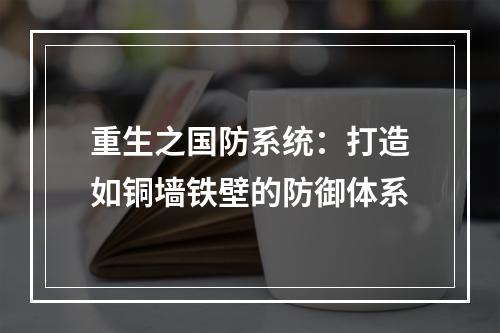 重生之国防系统：打造如铜墙铁壁的防御体系