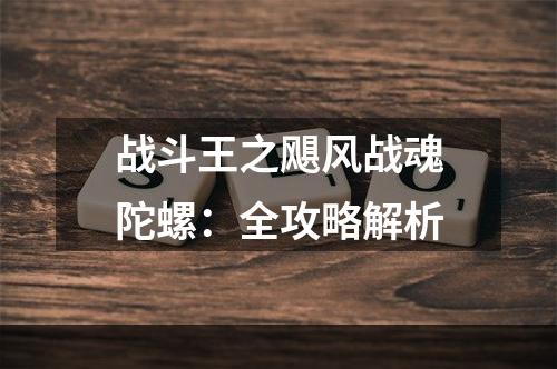 战斗王之飓风战魂陀螺：全攻略解析