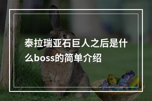 泰拉瑞亚石巨人之后是什么boss的简单介绍