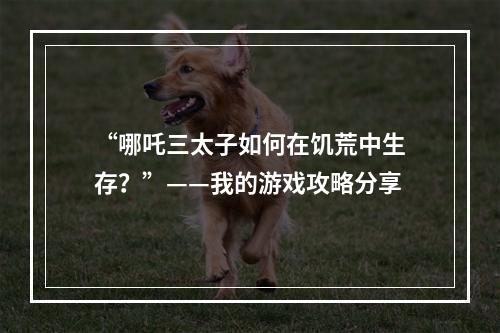 “哪吒三太子如何在饥荒中生存？”——我的游戏攻略分享