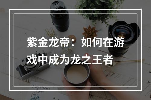 紫金龙帝：如何在游戏中成为龙之王者