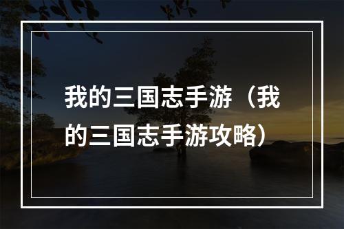 我的三国志手游（我的三国志手游攻略）