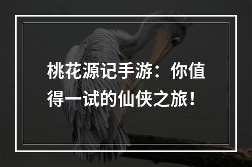 桃花源记手游：你值得一试的仙侠之旅！