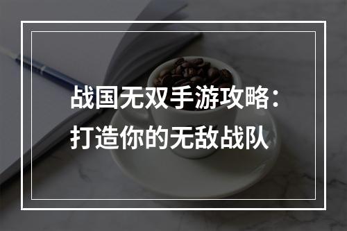 战国无双手游攻略：打造你的无敌战队