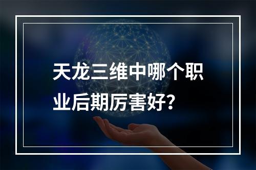 天龙三维中哪个职业后期厉害好？