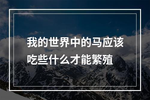 我的世界中的马应该吃些什么才能繁殖