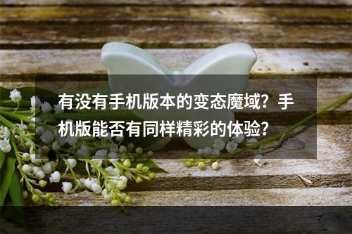 有没有手机版本的变态魔域？手机版能否有同样精彩的体验？