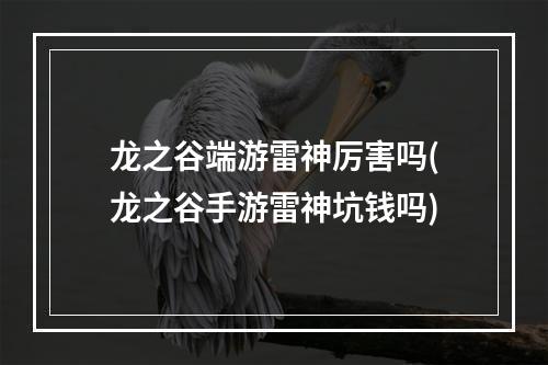 龙之谷端游雷神厉害吗(龙之谷手游雷神坑钱吗)