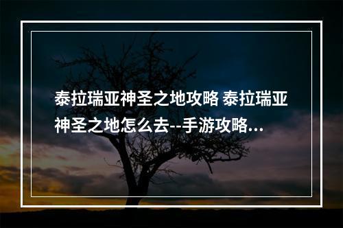 泰拉瑞亚神圣之地攻略 泰拉瑞亚神圣之地怎么去--手游攻略网