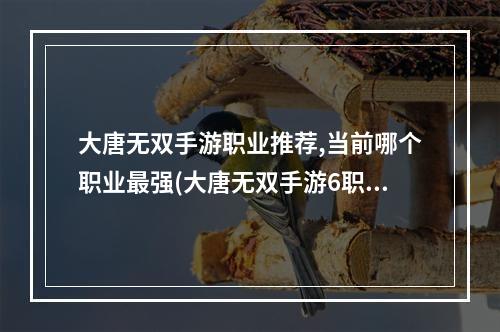 大唐无双手游职业推荐,当前哪个职业最强(大唐无双手游6职业推荐)