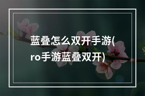 蓝叠怎么双开手游(ro手游蓝叠双开)