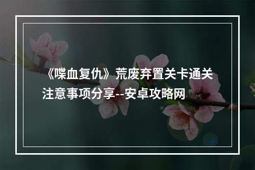 《喋血复仇》荒废弃置关卡通关注意事项分享--安卓攻略网