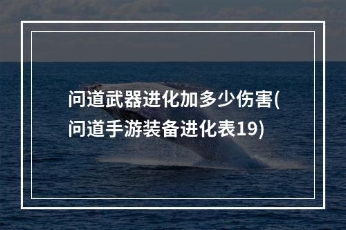 问道武器进化加多少伤害(问道手游装备进化表19)