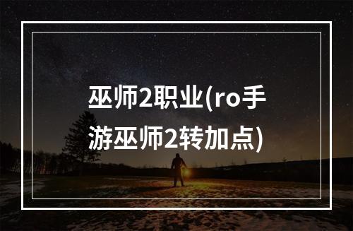 巫师2职业(ro手游巫师2转加点)