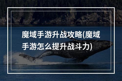 魔域手游升战攻略(魔域手游怎么提升战斗力)