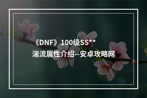 《DNF》100级SS**湍流属性介绍--安卓攻略网