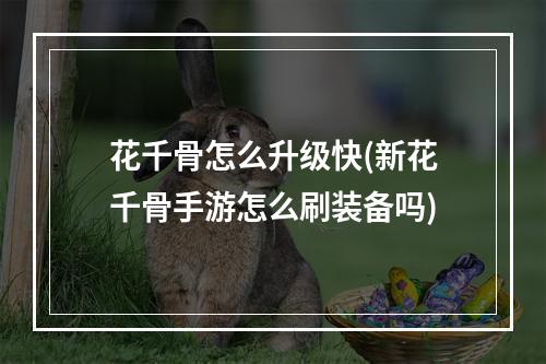 花千骨怎么升级快(新花千骨手游怎么刷装备吗)