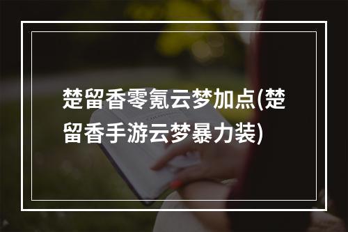 楚留香零氪云梦加点(楚留香手游云梦暴力装)