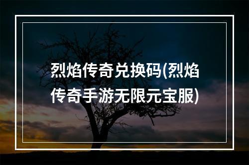 烈焰传奇兑换码(烈焰传奇手游无限元宝服)