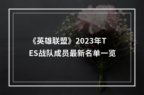 《英雄联盟》2023年TES战队成员最新名单一览