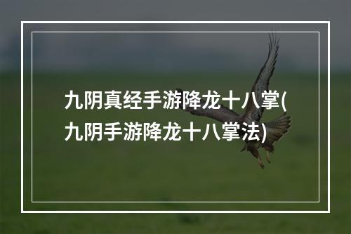 九阴真经手游降龙十八掌(九阴手游降龙十八掌法)