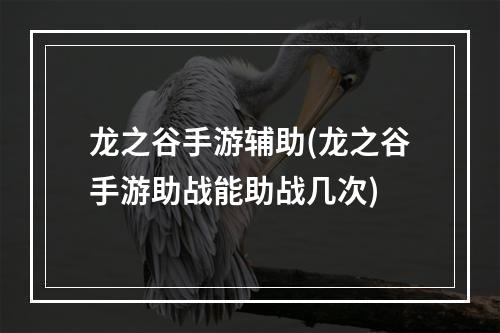 龙之谷手游辅助(龙之谷手游助战能助战几次)