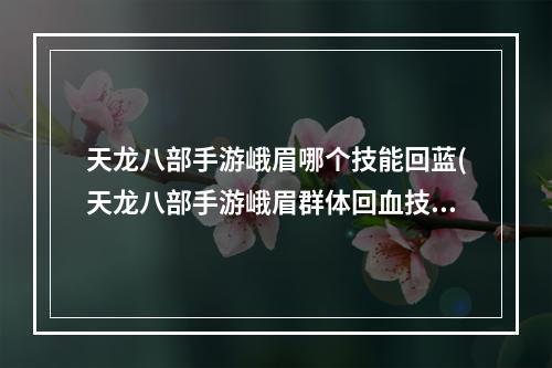 天龙八部手游峨眉哪个技能回蓝(天龙八部手游峨眉群体回血技能)