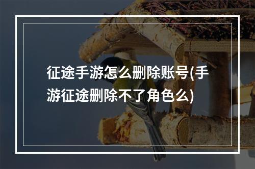 征途手游怎么删除账号(手游征途删除不了角色么)