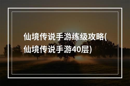 仙境传说手游练级攻略(仙境传说手游40层)