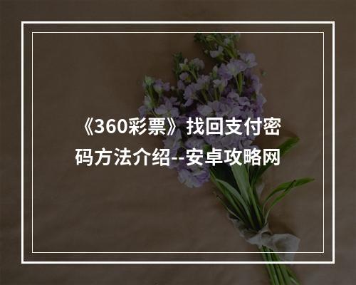 《360彩票》找回支付密码方法介绍--安卓攻略网