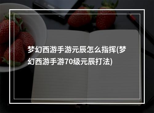 梦幻西游手游元辰怎么指挥(梦幻西游手游70级元辰打法)