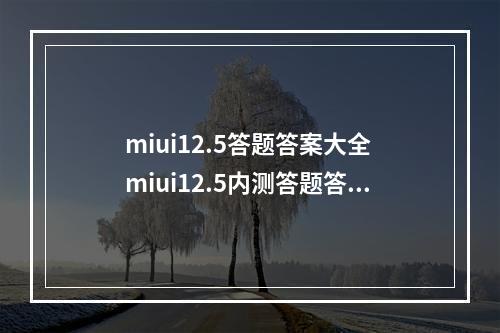 miui12.5答题答案大全 miui12.5内测答题答案是什么--游戏攻略网