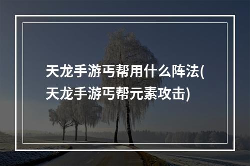 天龙手游丐帮用什么阵法(天龙手游丐帮元素攻击)