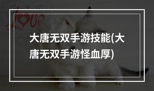 大唐无双手游技能(大唐无双手游怪血厚)