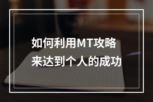 如何利用MT攻略来达到个人的成功