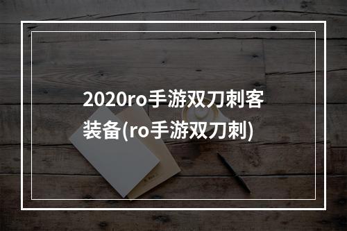 2020ro手游双刀刺客装备(ro手游双刀刺)