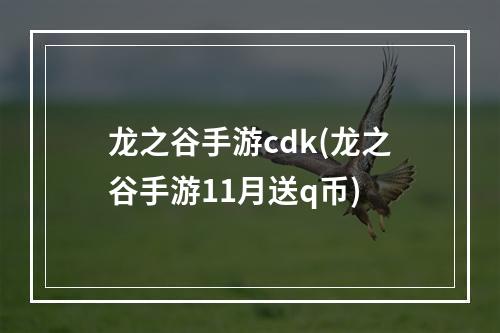 龙之谷手游cdk(龙之谷手游11月送q币)