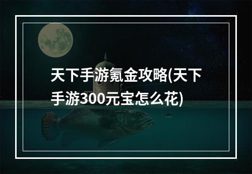 天下手游氪金攻略(天下手游300元宝怎么花)