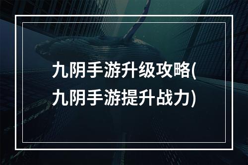 九阴手游升级攻略(九阴手游提升战力)