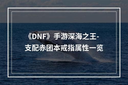 《DNF》手游深海之王-支配赤团本戒指属性一览