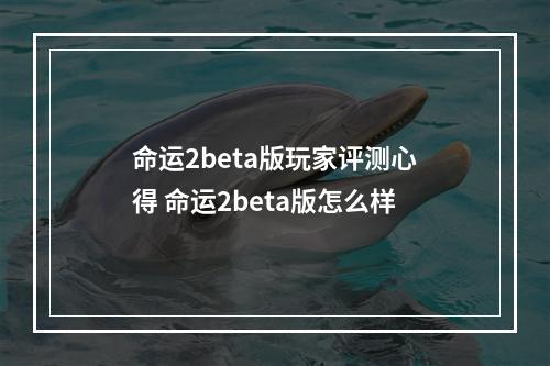 命运2beta版玩家评测心得 命运2beta版怎么样