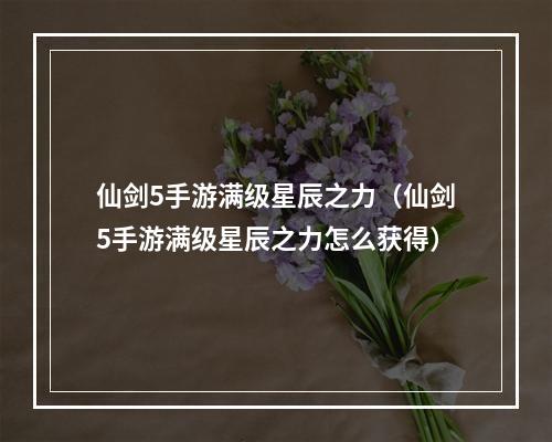 仙剑5手游满级星辰之力（仙剑5手游满级星辰之力怎么获得）