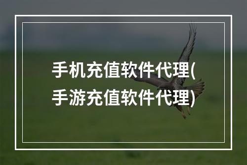 手机充值软件代理(手游充值软件代理)